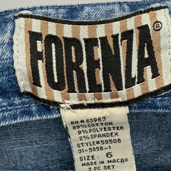 Forenza Vtg 90s Medium Wash Stretch Denim Mini Dress Sz 6 - Picture 6 of 8